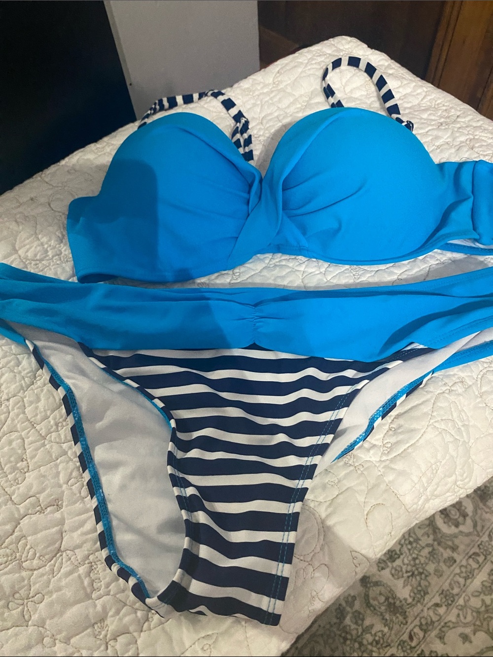 Unk Bright Blue & Navy Striped Women’s Bikini